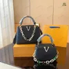 2023 SS Womens Luxurys Designer Tote Capucines MM BB Mini Handbags Taurillon leather Top Handle Bag With Gold-colour Metallic Chain Links Multicolored Chain Purse