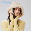 Ohsunny Winter Solid Antistatic Soft Warm Faux fur Ra​​bbit Bucket Hat調整可能なサイズ取り外し可能なイヤーマフ釣り帽子の女性向け