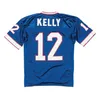 Dikişli Futbol Forması 34 Thurman Thomas 12 Jim Kelly 1990 1994 Mesh Retro Rugby Formaları Erkek Kadın Gençlik S-6XL