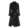 Women's Trench Coats Black Double Faced Coat Women's Middle Long Winter Suit Woolen Autumn Temperament