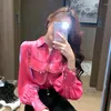 Women's Blouses Fashion Blusas Spring Autumn Elegant Women Long Rose Tassels Blouse Sparkle Shinny Shirts Casual Tops Plus Size NS771