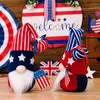 Party Decoration 2023 Independence Day Knitted Hat Faceless Doll With Flag Dwarf American Patriotic Ornament 4th Of July