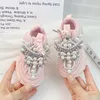 Athletic Outdoor Princess Pink Pearls Spring Autumn Chiles Shoes Crystal Toddler Girls Sneakers Mesh Breattable Fashion Casual Kids 26 38 230630