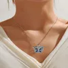 Pendant Necklaces Luxury Female Heart Butterfly Necklace Gold Silver Color Chain Charm White Zircon Wedding For Women