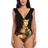 Damesbadmode Dame met Velociraptor Diepe V-hals Halter Badpak Dames Monokini Strandbadpakken