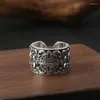 Cluster Rings Vente en gros S925 Bijoux en argent sterling Tendance Mongolie Shou Ring Version large pour hommes Rétro Thai Open Ended Réglable