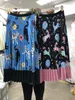 Vestidos multicolorido plissado maxi saia feminina 2022 outono moda animal diagonal listrado impressão de cintura alta saia longa feminina