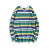 Men's T Shirts Tide Brand Hip Hop Colorful Striped Long Sleeve Shirt For Men Autumn High Quality Soft Comfortable Casual Loose Tees