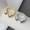 Cluster Ringe Livvy Silber Farbe Schmuck Doppelkugel Perlen Öffnung für Frauen Paar Trend Mode Geschenk 230630