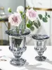 Vasen Kreative verdickte römische Glasvase Glas transparente Wasserblumenflasche Rosenlilie Wohnzimmertisch Blumenarrangement x0630