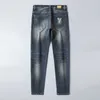 Men's Jeans designer Autumn Fashion Brand Korean Slim-fit pants Slim Fit Thick Embroidered Blue Grey Pants L1E8 ZX5I