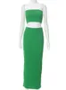 Tvådelt klänning sommar sexig grön set kvinnor avslappnad från axelvästen smal maxi kjolar matchande uppsättningar solida damtrakten 230629