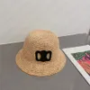 Designer Bucket Hat Stingy Brim Hats Classic Pattern for Man Woman Fashion Straw Caps 2 Colors