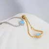 Кольца-кластеры Amaiyllis 18K Gold Light Luxury Faux Opal Красочное кольцо Выдвижная регулируемая цепочка с шариками Ювелирные изделия для указательного пальца