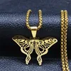 Pendant Necklaces Witchcraft Butterfly Moon Phase For Women/Men Stainless Steel Witch R Cycles Jewelry Bijoux N7072S06