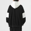 Män s polos mode colorblock pullover casual loose fit långärmad trendig dragsko hoodie tröja man stor storlek topps 230629