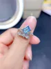 Pierścienie klastrowe Weainy Naturalne szwajcarskie niebieskie pierścień Topaz Bowknot Style 5 7 mm prostokątny kamień szlachetny oryginalna biżuteria 925 srebrna