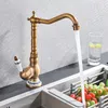 Bathroom Sink Faucets Quyanre Black Bronze Retro Antique Brass Basin Faucet Single Handle Mixer Tap 360 Rotation Kitchen Faucet Kitchen Mixer Taps 230629