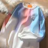 Sweats à capuche pour femmes sans chapeau femmes dégradé couleur design col rond doux Kawaii graphique sweats streetwear vêtements pour adolescents Ulzzang élégant