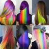 Parrucche sintetiche Lupu ciocche di capelli da 22 pollici su forcine lunghe dritte clip colorate ragazza arcobaleno naturale 230630