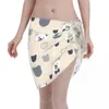 Kvinnors badkläder sexig chiffong pareo söt björn täcker wrap kaftan sarong kjol djur se genom strandkläder baddräkt bikini cover-ups