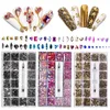 Nagelkonstdekorationer Mixed AB Glass Crystal Diamond Flat Nail Art Decoration 21 Grid Box Nails Accessories Set With 1 Pick Up Pen 230629