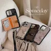 Güzel iPhone Telefon Kılıfları 15 14 13 PRO Max Luxury Crossbody Deri Kart Yuvası Çanta AirPods Case 2 3 Pro Hi kalitesi 18 17 16 15pro 14pro 13pro 12pro 12 11 XS 8 7 630