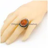 Band Rings 20 Pcs/Lot Natural Stone Amber Gemstone Ring Hybrid Models Mixed Size Lady/Girl Fashion Jewelry Mix Styles Drop Delivery Otakj