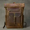 Backpack Backpack Cowhide Leather Men's Backpack 1517 Inch Laptop Bag Men Large Capacity Travel Backpacks Schoolbags Retro Leather Male Bags 230411 Z230701