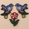 7 2 cm 11 8 cm brodé fer sur patchs délicat beauté point de croix oiseaux Badges conception bricolage sac en tissu accessoires2517