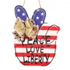 Decorative Flowers 4th Of July Welcome Sign Patriotic Wooden Hanging Independence Day Decorations Wood Door Hanger American Flag Memorial