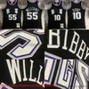 Printed Classic Retro 2001-02 Баскетбол 10 Mike Bibby Jersey Vintage Black 55 Jason Williams 4 Крис Уэббер Рубки Jerseys