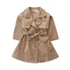 Casaco Meninas Trench Coats Primavera Outono Jaqueta de Algodão Casacos Moda Estilo Inglaterra Jaqueta Para Menina Roupas de Crianças