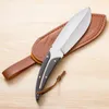 Top Quality R8341 Outdoor Survival Straight Knife 5Cr15Mov Satin Blade Full Tang Wood Handle Fixed Blade Knives with Leather Sheath