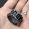 Cluster Rings Two Rows Of Black Gear For Fashion Personality Romantic Wedding Birthday Jewelry Men Women Gift Wholesale