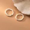 Kluster ringer oss storlek 49-54mm 925 Sterling Silver för kvinnor Enkel rund Pearl Korean Fashion Elastic Rope Ring Fine Jewerly