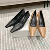 Talons hauts Marque Chaussures Femmes The Row Designer Classique Mode Bout Pointu Bureau Carrière Partie Noir Nude Cuir Dîner Robe Chaussures Taille 35-40 avec Boîte