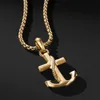 Charms 18K Yellow Gold Anchor Amulet Pendant Necklace Fine Jewerly Without Stone Good quality No Lose Color 230629