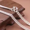 Chains Real 999 Fine Silver 6mm Curb Link Chain Necklace 19.7" M-Clasp Pure Silver999