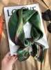 Scarves Green Silk Scarf 70cm Satin Square Bandanas Small Scarfs Luxury Designer Women Neck Hair Kerchief For Ladies