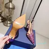 Sandaler tunna höga klackar spetsig tå slingback romersk väva sexig persika rygg rem kvinnor 2023 sommar mode party skor