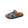 Chinelos 2023 Verão Sola Grossa Uma Peça Color Block Outerwear Sandália Para Lazer Feminino Moda Praia Q-J70