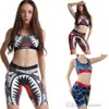 Retail Womens Tracksuits Summer Swimsuit Sexy Crop Top Vest Bra Tight Printed 2 Pieces Pants Set Fitness Sports Suits
