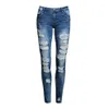 New Blue Jeans Pancil Broek Vrouwen Hoge Taille Slanke Gat Gescheurde Denim Jeans Casual Stretch Broek Jeans Broek voor Women281g