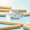 Cluster Rings Zoca Luxury 925 Sterling Silver Zircon Natural Shell Pearl Open Ring Celebrity Women Handgjorda hantverk Utsökta fina smycken
