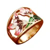 Creative Handmade Flower Rings Women For Wedding Ceremony Party Bright Color Fashion Finger Jewelry