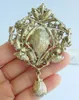 Brooches Gorgeous 3.54" Tea Yellow Austrian Crystal Teardrop Brooch Pin Pendant EE04082C4