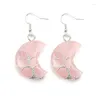 Boucles d'oreilles pendantes 6 paires pierre naturelle fil Wrap lune Reiki guérison oeil de tigre Roses Quartz cristal bijoux de mode