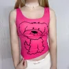 Regata feminina linda com estampa de cachorro regata estilo lolita casual básico básico cropped tops Sweet Kawaii camisolas macias para meninas colete estético Y2K feminino