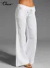 Vrouwen Broek s Celmia Vintage Vrouwen Wijde Pijpen Broek 2023 Zomer Palazzo Mode Lange Broek Casual Elastische Taille Effen Dunne Party Pantalon Femme 230630